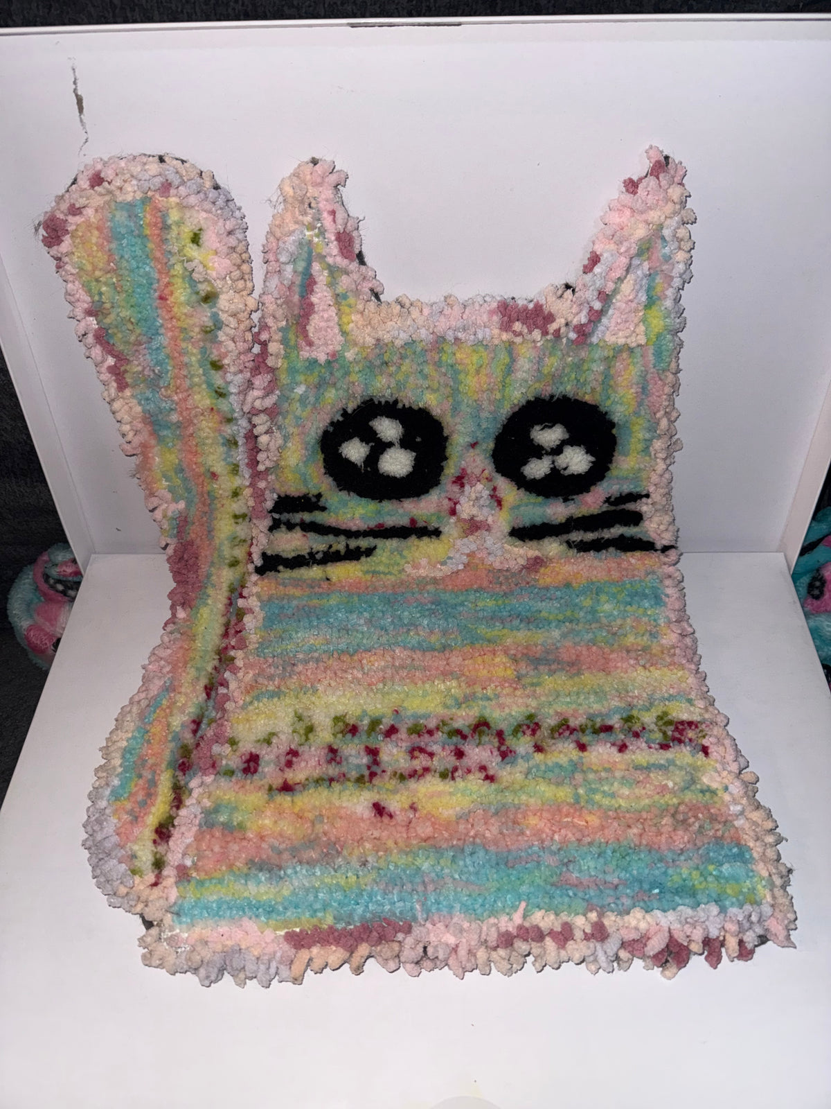 Pastel Pink Rainbow Cat Rug
