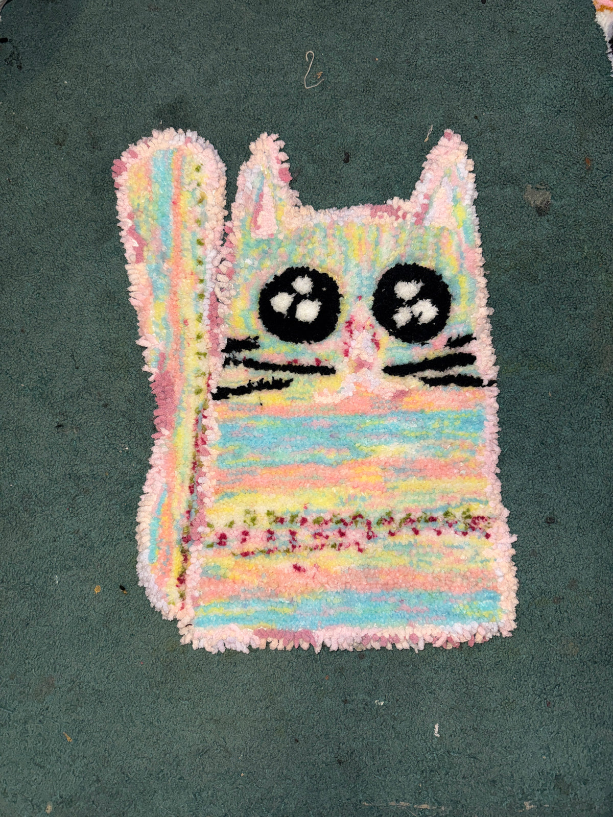 Pastel Pink Rainbow Cat Rug