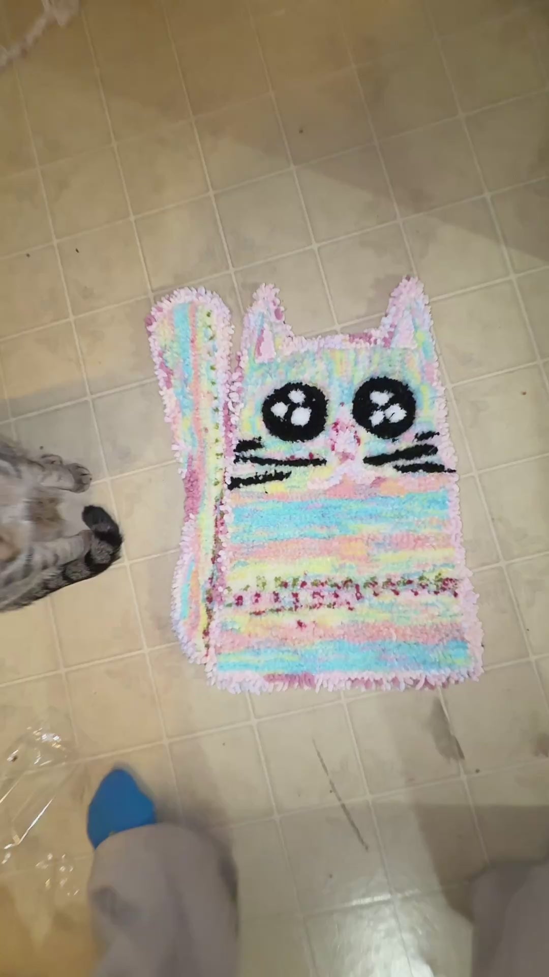 Pastel Pink Rainbow Cat Rug